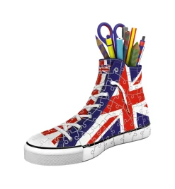 Ravensburger 3D Puzzle Portapenne Sneaker Union Jack Edition, 108 Pezzi, 8+ Anni