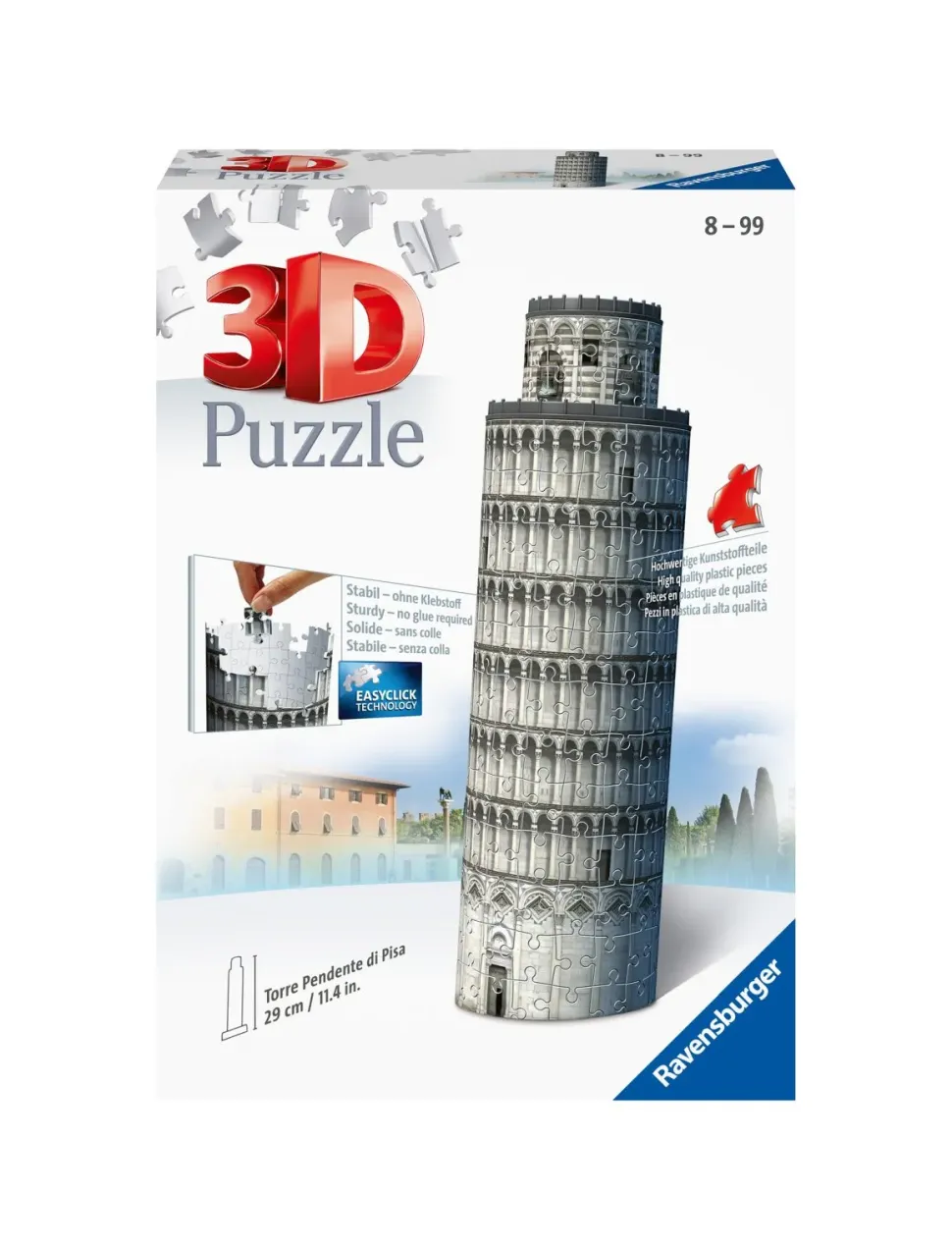 Ravensburger 3D Puzzle Torre Di Pisa, Italia, 216 Pezzi, 10+ Anni