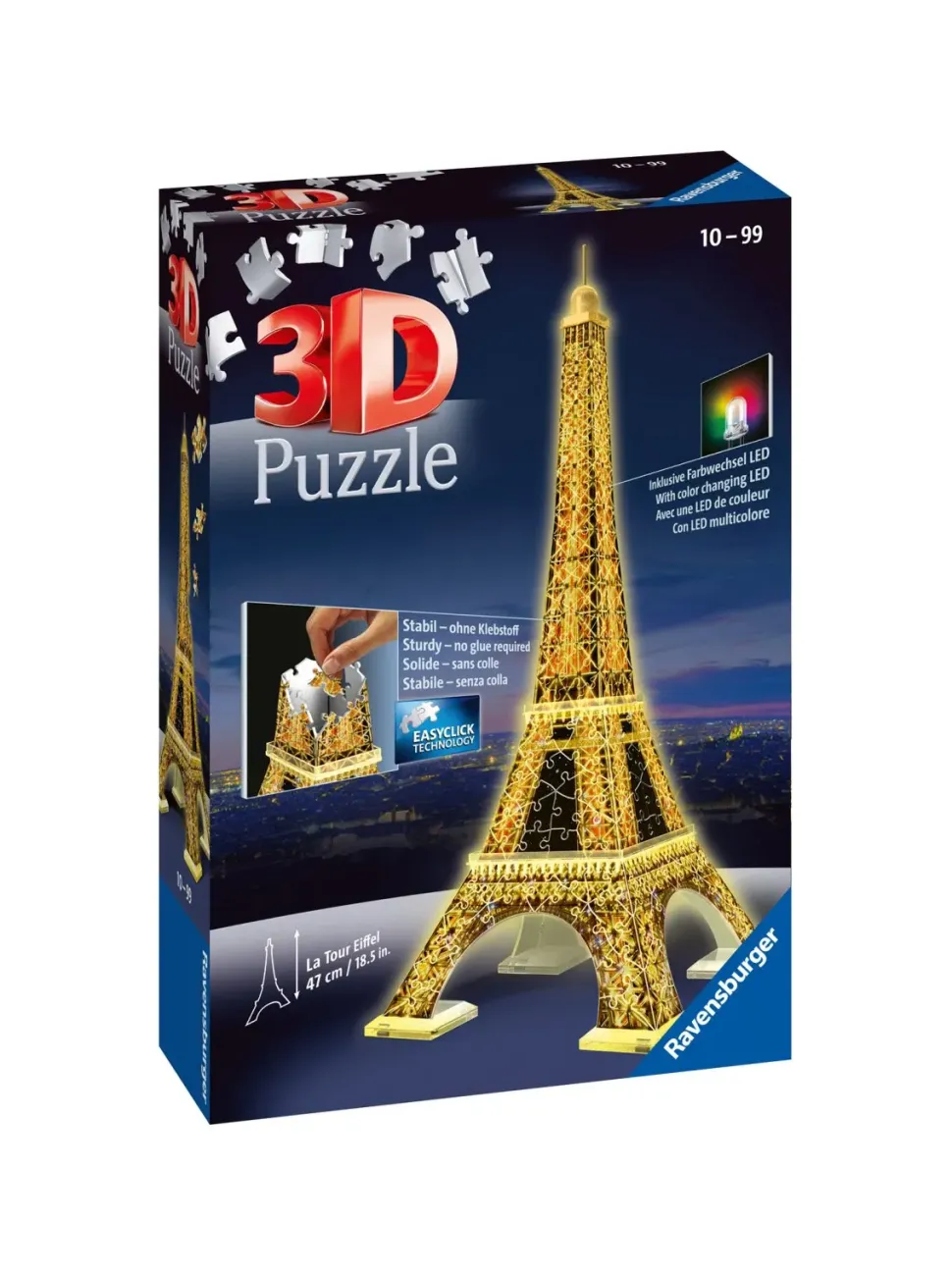 Ravensburger 3D Puzzle Tour Eiffel Night Edition, Parigi, 216 Pezzi, 10+ Anni
