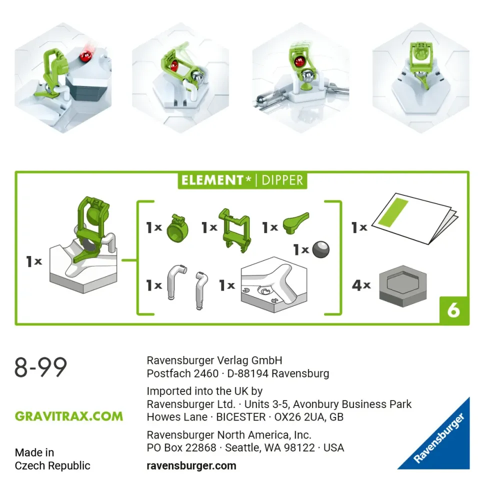 Ravensburger Gravitrax Dipper, Gioco Innovativo Ed Educativo Stem, 8+ Anni, Accessorio