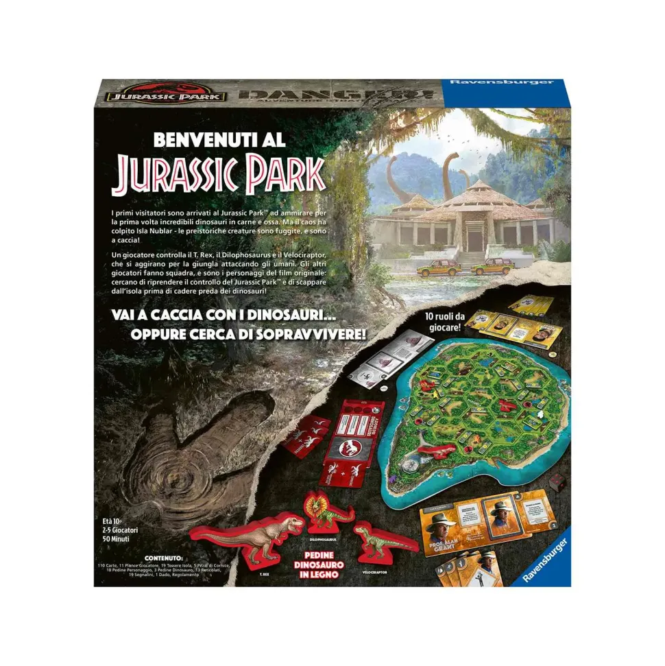 Ravensburger Jurassic Park Danger, Gioco Da Tavolo, 2-5 Giocatori,10+ Anni