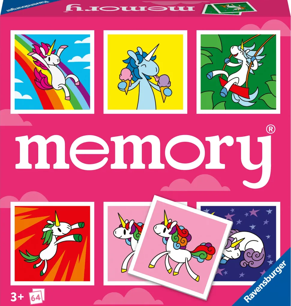 Ravensburger Memory® Versione Unicorns, 64 Tessere, Gioco Da Tavolo, 3+ Anni