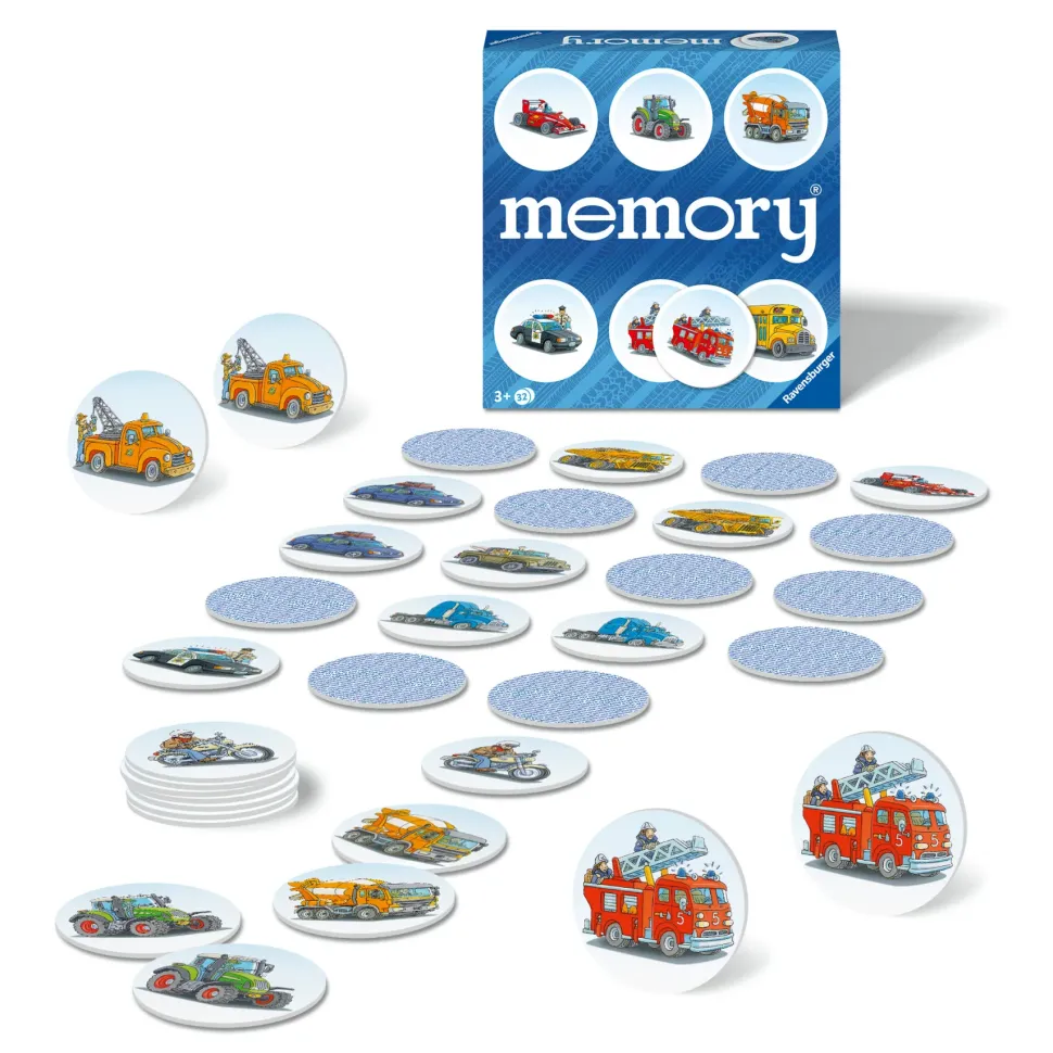 Ravensburger Memory® Versione Veicoli, 64 Tessere, Gioco Da Tavolo, 3+ Anni