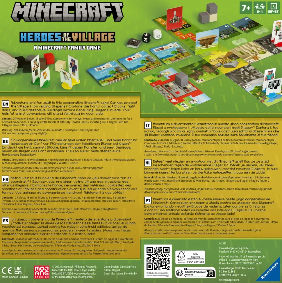 Ravensburger Minecraft Heroes Of The Village, Versione Italiana, Gioco Da Tavolo Strategico, 1-4 Giocatori, 7+ Anni
