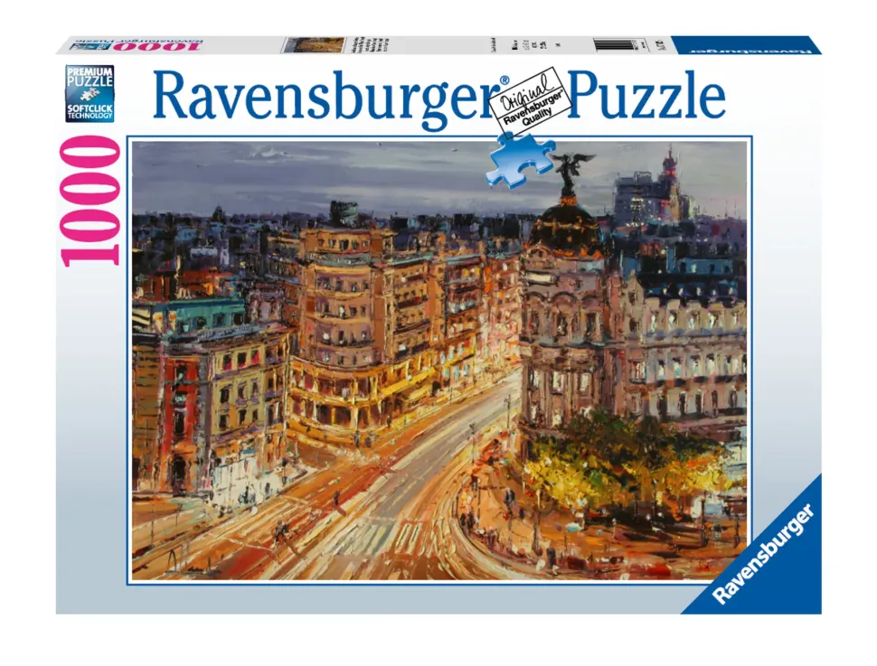 Ravensburger Puzzle Dipinto Di Madrid, La Gran Via, 1000 Pezzi, Puzzle Adulti