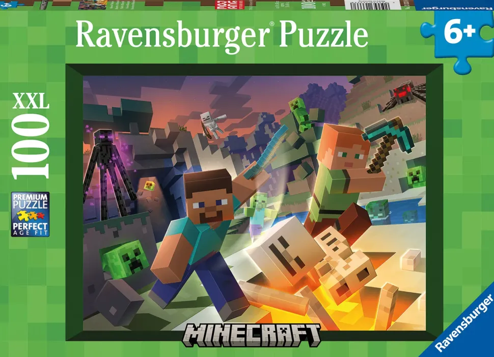 Ravensburger Puzzle Minecraft, 100 Pezzi Xxl, Eta Raccomandata 6+ Anni