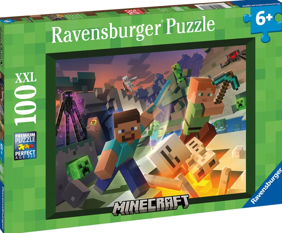 Ravensburger Puzzle Minecraft, 100 Pezzi Xxl, Eta Raccomandata 6+ Anni