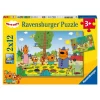 Ravensburger Puzzle 2X12 Pezzi Curioso Come Kid E Cats