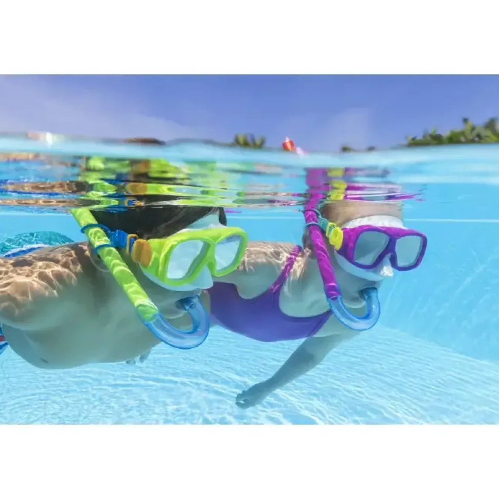 Set Snorkeling Freestyle, 7-14 Anni, 2 Colori Assortiti, Protezione Uv, Lenti In Policarbonato