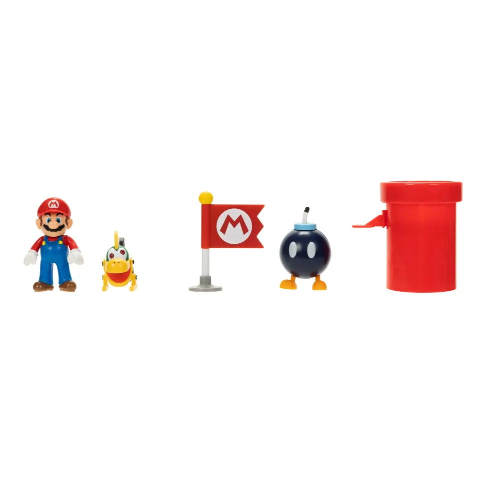 Super Mario Diorama Galeone Volante Di Bowser Con Personaggi Articolati