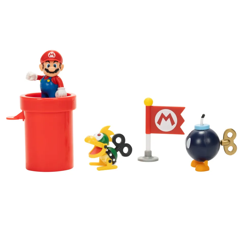 Super Mario Diorama Galeone Volante Di Bowser Con Personaggi Articolati