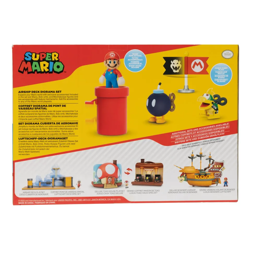 Super Mario Diorama Galeone Volante Di Bowser Con Personaggi Articolati