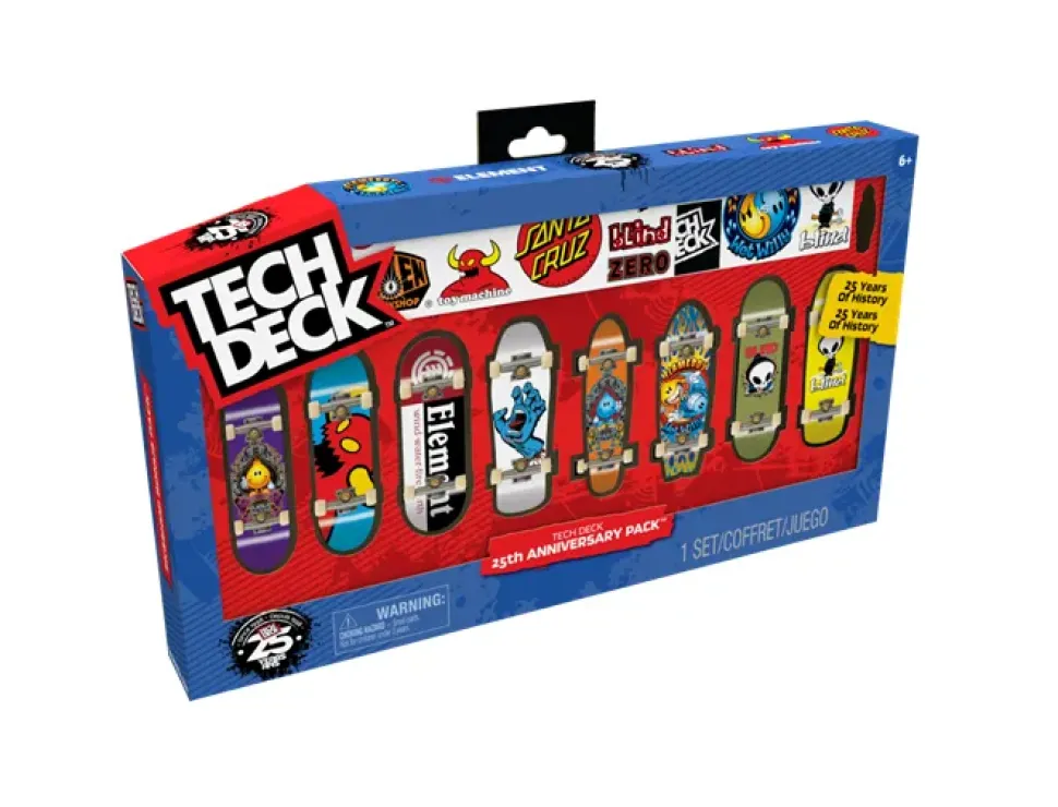 Tech Deck, Confezione Da 8 Fingerboard Del 25° Anniversario, Mini Skateboard Da Collezione, Giocattoli Per Bambini Da 6 Anni In Su