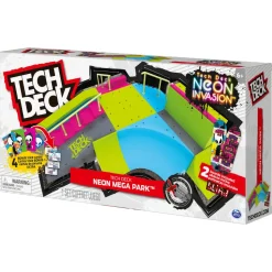 Tech Deck, Neon Mega Park X-Connect Creator, Set Di Rampe Personalizzabile Fosforescente Con Due Fingerboard, Giocattolo Per Bambini E Bambine Dai 6 Anni In Su