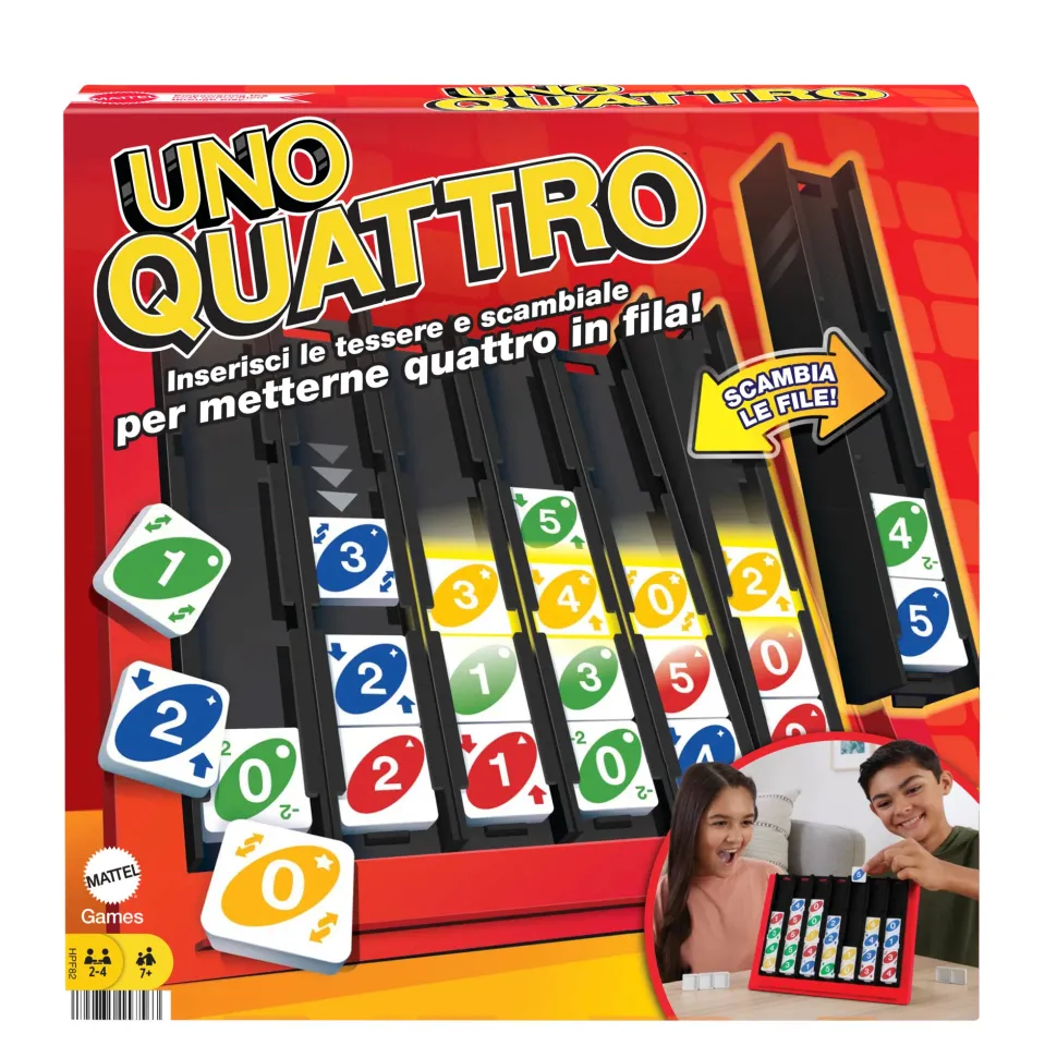 Uno Quattro, Posiziona Quattro Tessere E Abbina Colore E Numero