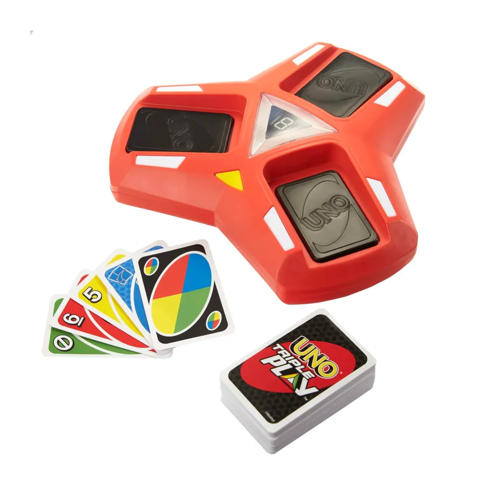 Uno Triple Play, Con Porta-Carte Con Luci E Suoni E 112 Carte, Per Ragazzi, Adulti E Bambini 7+ Anni