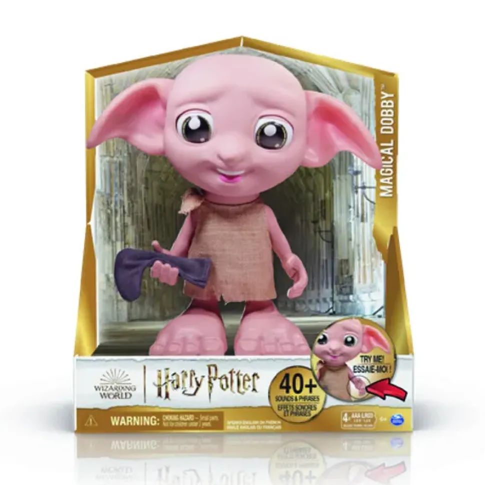 Wizarding World Harry Potter, Elfo Interattivo Di Dobby, Con Calzino, Oltre 30 Suoni E Frasi, Alto 21,6 Cm, Giocattoli Per Bambini Dai 6 Anni In Su